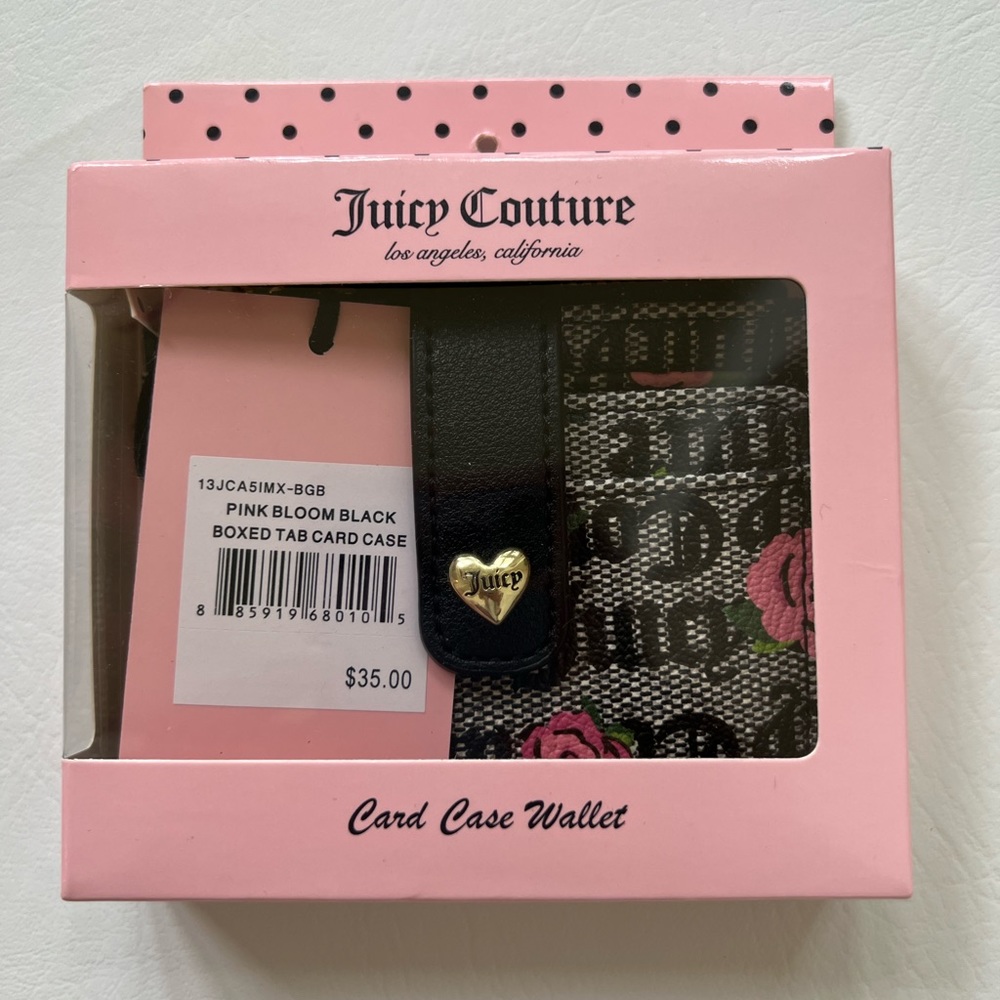 Juicy Couture Pink Bloom Black Boxed Tab Card Casse